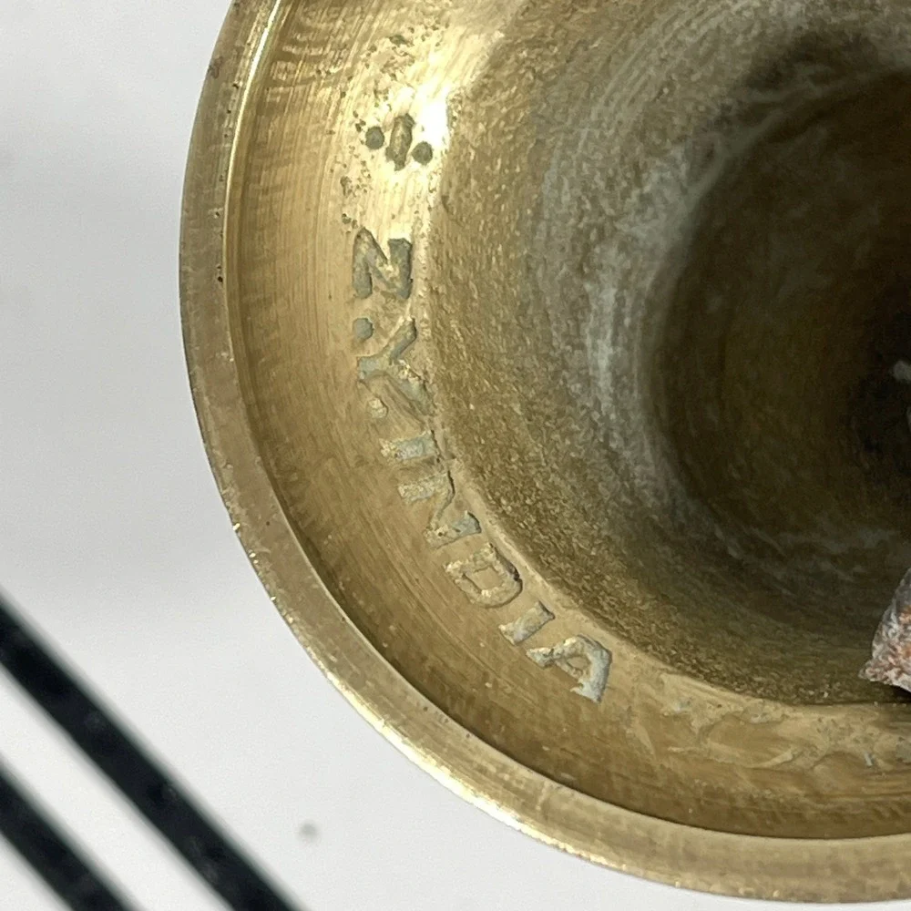 Vintage Etched Brass Bell Candle Holder Floral Hand‎ Engraved Made in India